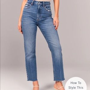 Abercrombie & Fitch Curve Love Ultra High Rise Ankle Straight Jeans